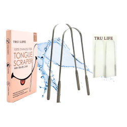 Tru Life Tongue Scraper For Adults (2 Pack), Tongue Cleaner for Oral Care & Hygiene, Reduce Bad Breath (Travel Cases Inc