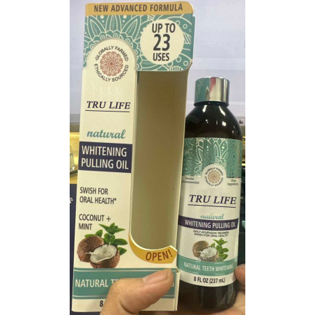 Tru Life Whitening Pulling with 7 Essential Oil, Helps with Fresh Breath, Teeth & Gum Health & More (8 fl oz)